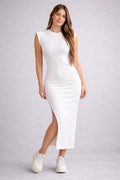 VESTIDO CUELLO REDONDO MANGA CORTA
